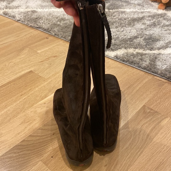 Prada suede boot with rubber sole back zipper - Picture 3 of 5